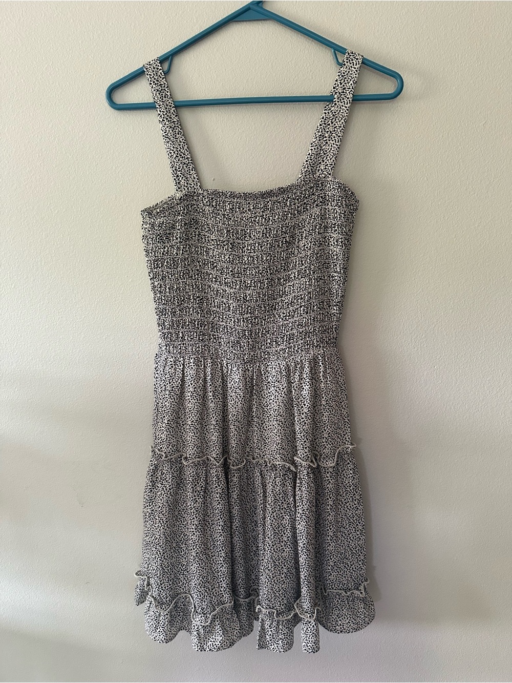 Jessica Simpson Black and White Smocked Mini Dress